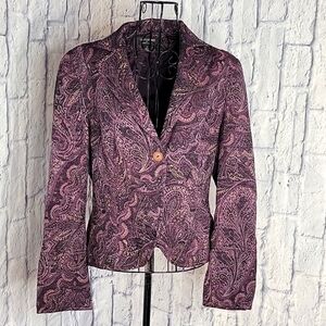 SIGNATURE BY LARRY LEVINE Purple Paisley Suit‎ Jacket Size 12